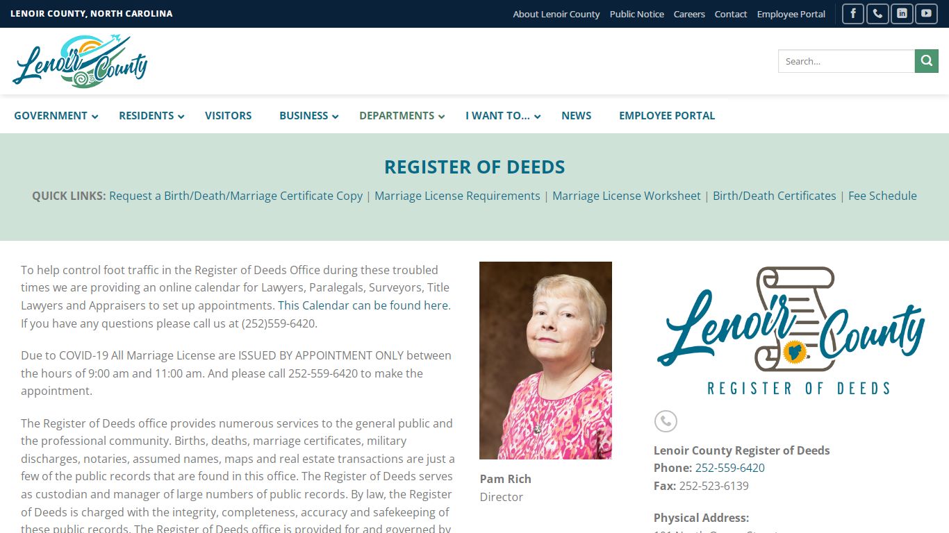 Register of Deeds - Lenoir County, North Carolina